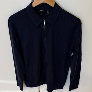Theory Men's Zip-Up Navy woolSweater